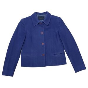 Vintage BURBERRY London Women’s Wool Cashmere Blazer Jacket Size 6 Blue Purple